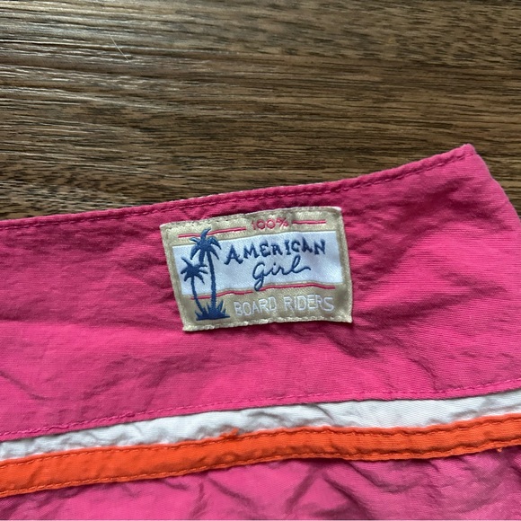 Y2K AMERICAN GIRL High Rise Pink Orange Embroidered Board Shorts Girlhood | M - Picture 14 of 16